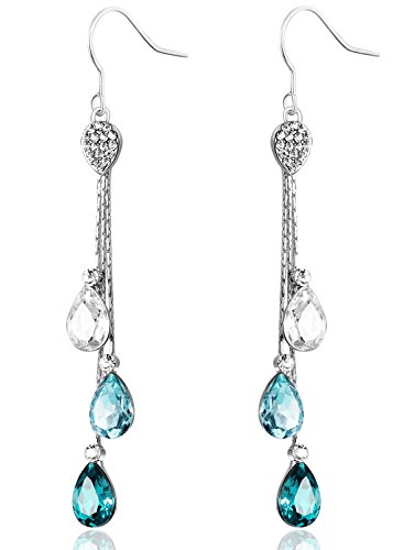 Swarovski Elements Ohrringe Kristall hängend blau Neoglory Jewellery