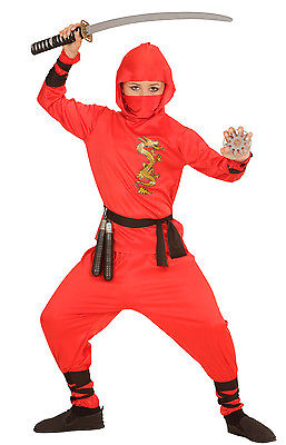 Red Ninja Fighter Kostüm für Kinder NEU - Jungen Karneval Fasching Verkleidung K