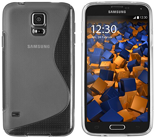 mumbi S-TPU Schutzhülle für Samsung Galaxy S5 / S5 Neo Hülle transparent schwarz