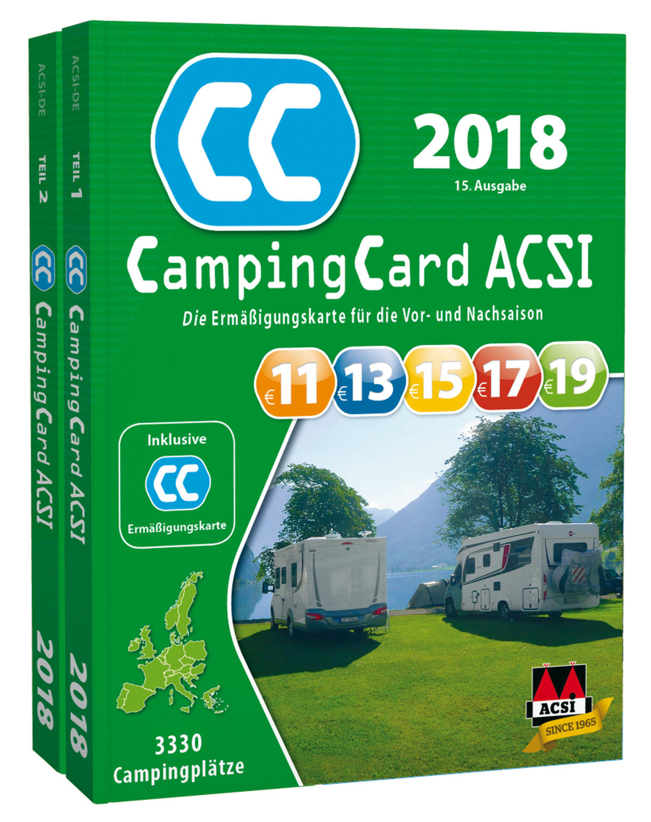 ACSI CampingCard 2018 Campingführer inkl. Ermäßigungskarte für die Nebensaison