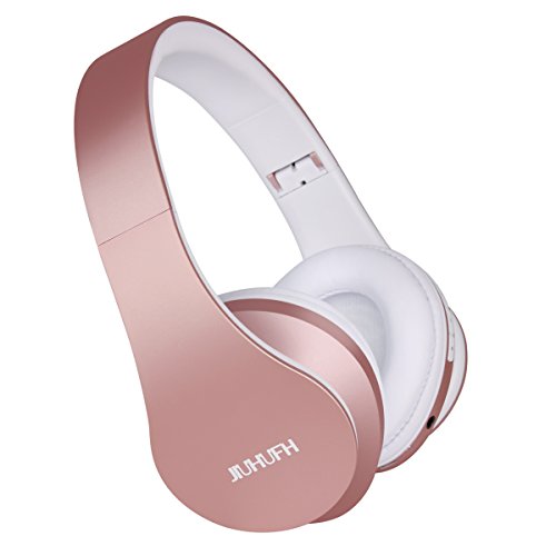 Bluetooth Over Ear Kopfhörer, JIUHUFH Wireless Headset mit eingebautem Mikrofon/ FM Radio /MP3 Player/ Klappbares Design für iPhone, Android, PC und andere Bluetooth-Pink