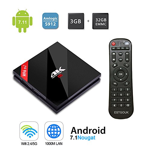 H96 Pro Plus TV Box Android 7.1 mit Amlogic S912 Octa-Core 64 Bits CPU 3GB RAM 32GB ROM TV Box mit 4k Ultra HD H.265 Ethernet 100M / 1000M 2.4GHz / 5GHz Dual WiFi Bluetooth 4.1