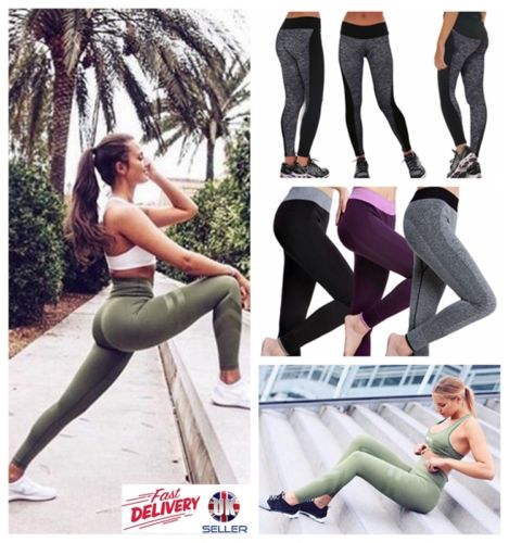 UK Women Yoga Pants Ladies Fitness Leggings Running Gym Exercise Sports Trousers