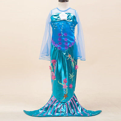 Meerjungfrau Prinzessin Mädchen Kinder Kleider Tüll Kleid Cosplay Kostüm Neu