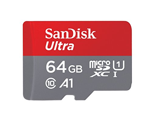 SanDisk Ultra 64GB microSDXC Speicherkarte + Adapter bis zu 100 MB/Sek., Class 10, U1, A1