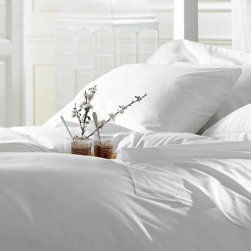 Bett- und Kissenbezugset aus weicher und seidiger ägyptische Baumwolle, 5-Sterne-Hotel-Qualität, 200TC (Fadenzahl), ägyptische Baumwolle, wunderschön verpackt und präsentiert, ägyptische Baumwolle, weiß, Einzelbett