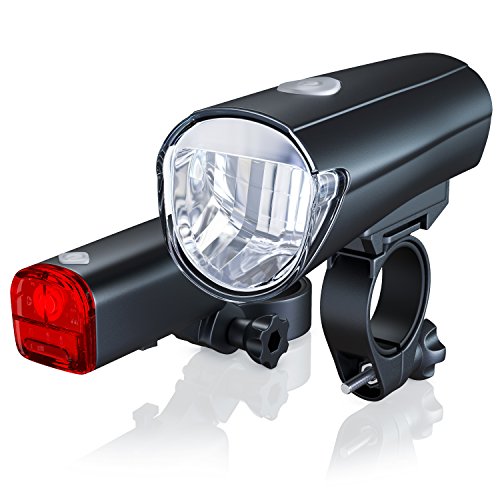 LED Fahrradlicht Set StVZO zugelassen | Fahrradlampe / Fahrradbeleuchtung Set inkl. Front- und Rücklicht | 1x Lichtstärke-Modus | energiesparend