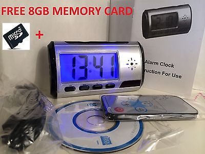 Digital Spy Camera Alarm Clock Hidden Video Cam DVR Motion Detector + 8GB Card