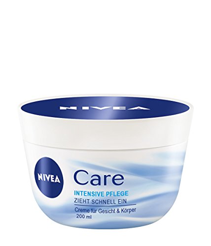 NIVEA 4er Pack Creme für Körper & Gesicht, 4 x 200 ml Tiegel, Care Intensive Pflege
