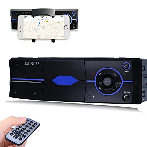 Favoto Car Radio with Bluetooth Single Din In-Dash Car Audio Receiver Support 18 FM/MP3/USB Cradle/MMC/SD/Remote Controller