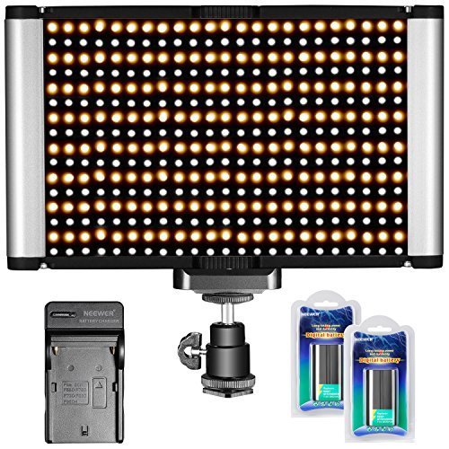 Neewer 280 LEDs CRI 95+ mehrfarbige Dimmbare Kamera LED Video-Licht-Panel mit kaltem Schuh 3200K-5600K Einstellbar und 7.4V 2600mAh Batterien, Ladegerät für Canon Nikon Camcorder DSLR Kameras
