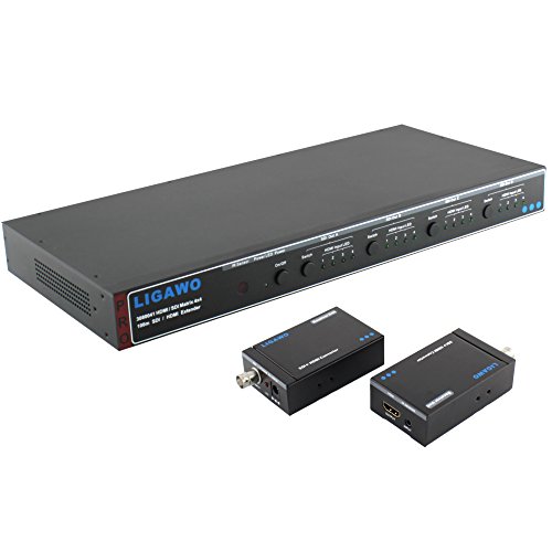Ligawo 3080041 HDMI 4x4 Kreuzschiene (100 m, 4x SDI auf HDMI Konverter) schwarz