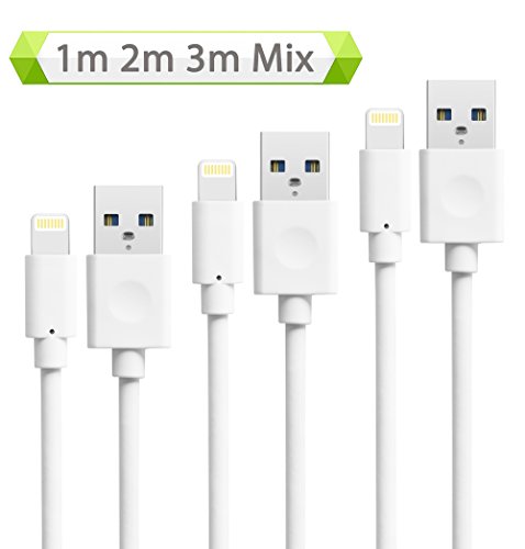 Quntis® 3*(1M 2M 3M) USB Kabel Ladekabel Datenkabel Verbindungskabel Sync-Kabel mit 8 Pin Stecker für APPLE iPhone8/7 8/7Plus SE 6 plus 6 SE 5S 6S iPad Mini Air,neuestem iOS-Update(Weiß)
