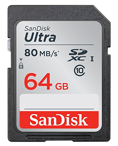 SanDisk Ultra SDXC I 64 GB bis zu 80 MB/Sek, Class 10 Speicherkarte [Standardverpackung]