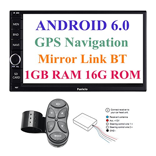 Panlelo PA012SWC Android 6.0 Head Unit Car Stereo Car GPS Navigation 7 inch Car Radio Touch Screen Bluetooth WIFI Mirror Link SWC Quad Core 1GB RAM 16GB ROM AM/FM/RDS
