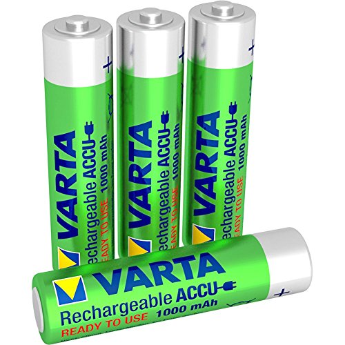 Varta Rechargeable Accu Ready To Use vorgeladener AAA Micro NiMh Akku (4er Pack, 1000 mAh, wiederaufladbar ohne Memory-Effekt - sofort einsatzbereit)