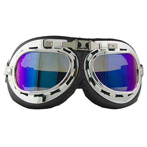 Motorradbrille Motorrad Schutzbrille Biker Cruiser Fliegerbrille Windproof Sun UV Wind Eye Protect Sport Skibrille Schutzbrille (Bunt)