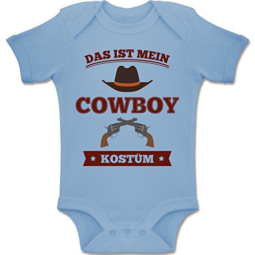 Shirtracer Karneval und Fasching Baby - Das ist Mein Cowboy Kostüm - 1-3 Monate - Babyblau - BZ10 - Baby Body Kurzarm Jungen Mädchen