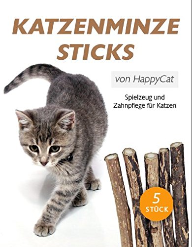 Katzenminze Katzenspielzeug 5 Sticks von HappyCat, unsere Kaustäbchen in naturreiner Qualität fördern den Spieltrieb, unterstützen eine natürliche Zahnpflege und helfen bei Mundgeruch und Zahnstein