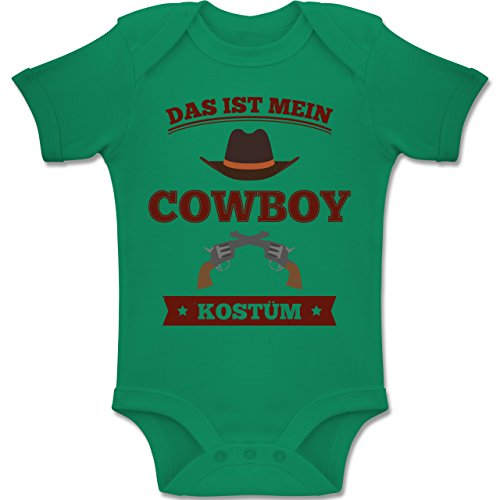 Shirtracer Karneval und Fasching Baby - Das ist Mein Cowboy Kostüm - 12-18 Monate - Grün - BZ10 - Baby Body Kurzarm Jungen Mädchen