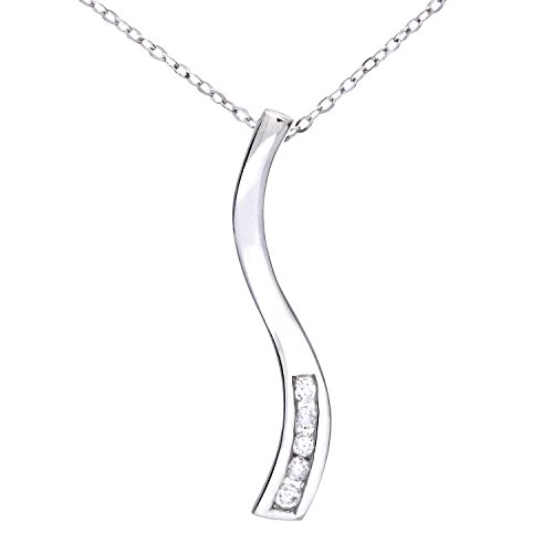Naava Damen-Halskette Anhänger 375 Diamant 0,05 ct Leicht Getöntes Weiß/Crystal (J) Rundschliff 46 cm PP0,3611W