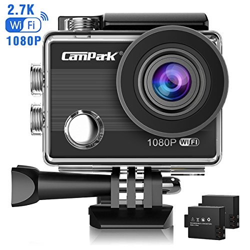 Campark ACT68 Action Cam 1080P/2.7K Full HD Kamera WIFI 12MP Unterwasserkamera Sport Action Camera mit 170° Weitwinkelund und 2 Batterienund Zubehör Kits (Begrenzter Verkauf für eine Woche)