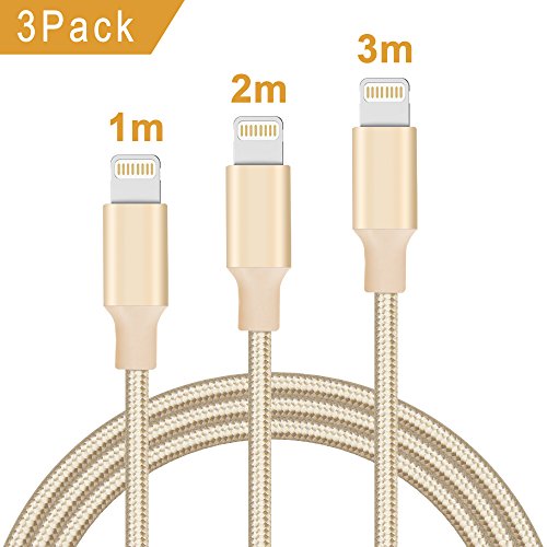 Nylon iphone ladekabel Quntis® 1M 2M 3M apple kabel Hohe Qualität USB Datenkabel Ladegerät Kabel für iPhone 8/X/7/7 Plus/8 Plus/6s /6s Plus/ 6/6 Plus/5 /5S /5C /SE iPad?Gold?