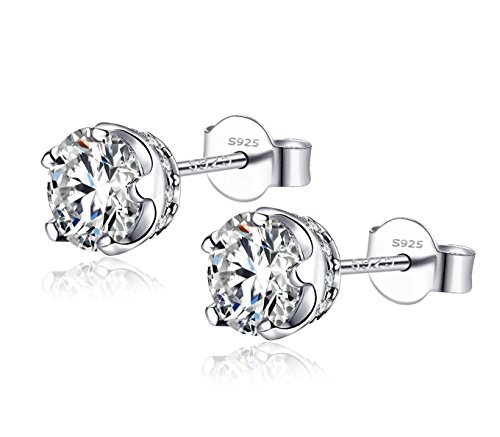 Ohrringe Damen Sterling Silber 925 Ohrstecker Earrings Zirkonia Steine, Dorosé Ohrschmuck Geschenk für Frauen Mädchen Kinder