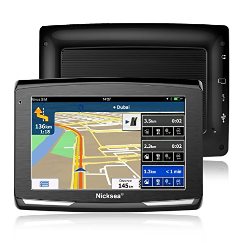 Nicksea 5 Zoll GPS Navigation Navi Europe Traffic Auto Navigationsgerät Touchscreen mit kostenlosen lebenslangen Kartenupdates für ganz Europa PKW KFZ Fahrspurassistent Sprachführung WINCE 6.0 8GB