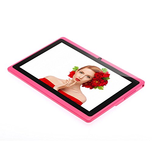 Hongfei Q88H 7 Zoll Tablet PC Wifi Quad Core Android 4.4 - 1GB RAM 8GB Speicher 32GB Erweiterung Doppelkamera 0.3MP Bluetooth HD 1024 x 600 Display Rosa
