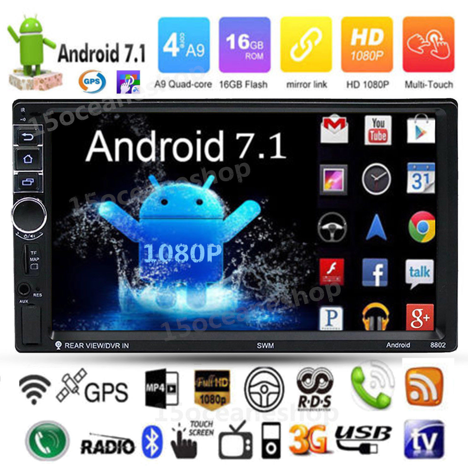Quad Core Android Auto Radio 7.1 3G WIFI 7