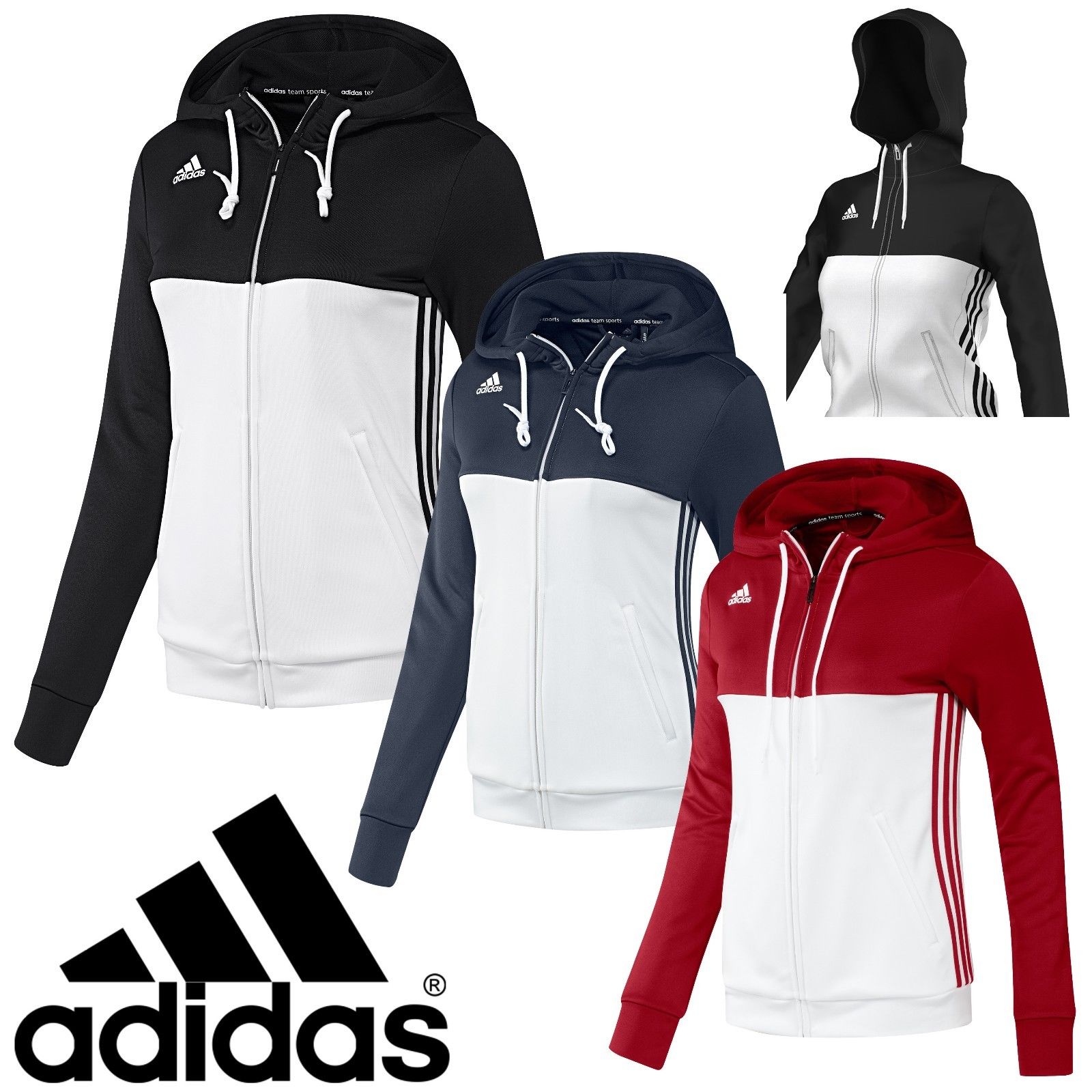 adidas Ladies T16 Climalite Hoodies Womens Sports Full Zip Hooded Jacket