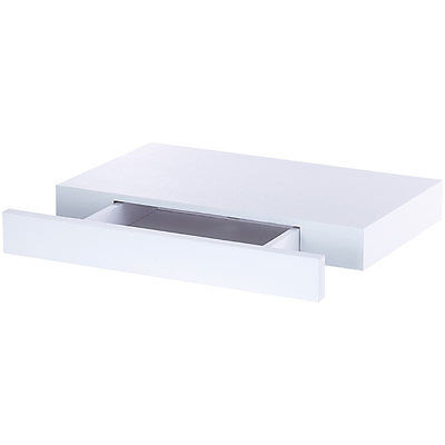 Regal: Wandregal mit versteckter Schublade, 40 x 5 x 25 cm, weiß (Wandschublade)