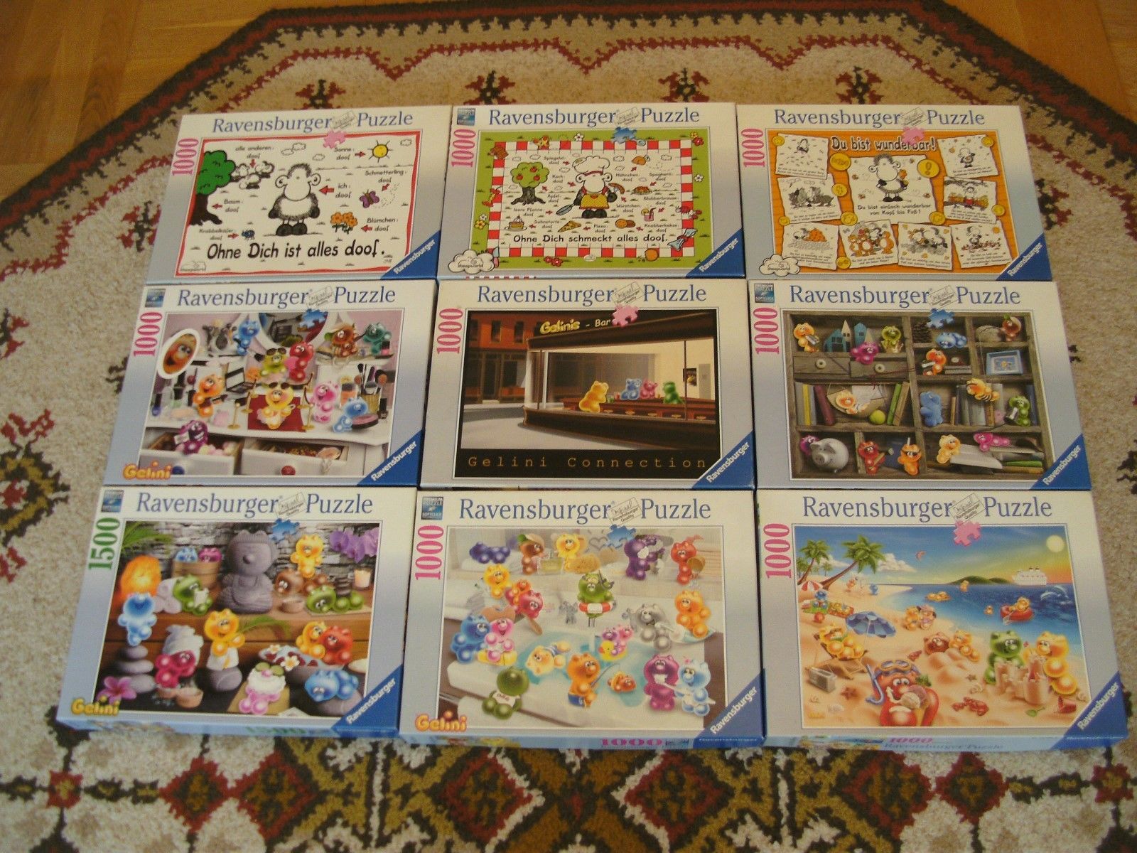 Puzzle Sammlung,8x 1000,1x 1500 Teile, Konvolut Gelini + sheepworld Ravensburger