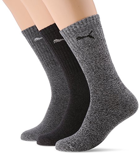 PUMA Unisex Crew Socks Socken Sportsocken MIT FROTTEESOHLE 6er Pack (anthracite / grey, 43-46)