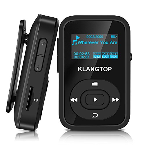 MP3 Player Sport KLANGTOP Bluetooth Mini Musik Player 8G mit Clip 30 Stunden Wiedergabe FM Aufzeichnung
