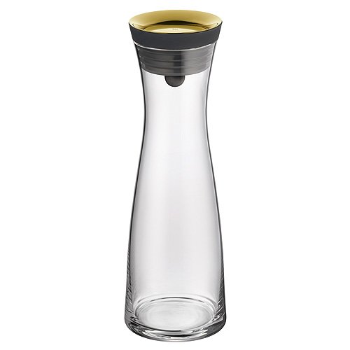 WMF Basic Wasserkaraffe, 1,0l, Höhe 29cm, Glaskaraffe Karaffe CloseUp-Verschluss, gold, Glas Cromargan Edelstahl rostfrei