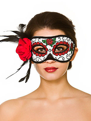 Mexican Day of the Dead Eyemask Halloween Fancy Dress Womens Ladies Costume Mask