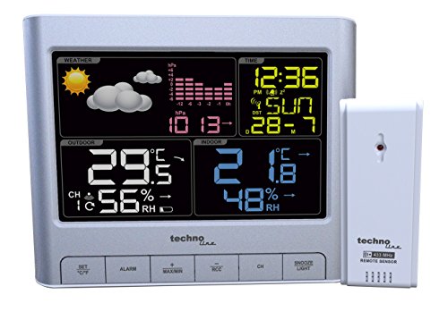 Technoline WS 6449 Wetterstation  LED-Anzeige, Innentemperatur, Außentemperatur, Funkuhr, Wettervorhersage, Luftfeuchteanzeige für innen und außen, inklusive Außensensor TX960-TH