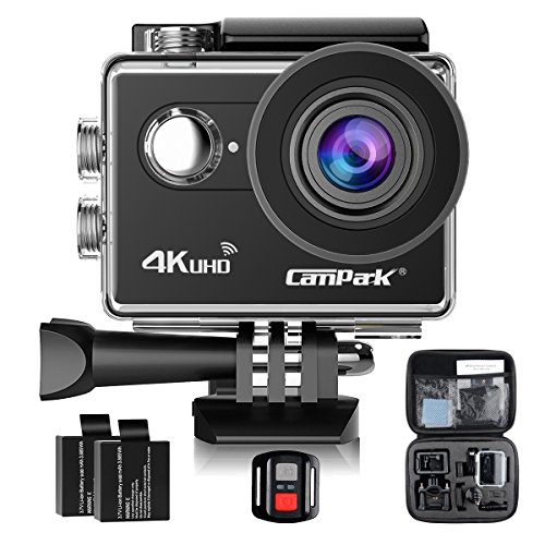 Action Cam,Campark ACT73R 4k Sports Camera WIFI Ultra Full HD Helmkamera Wasserdichte 170° Weitwinkel mit 2 Batterien und kostenlose Accessoires