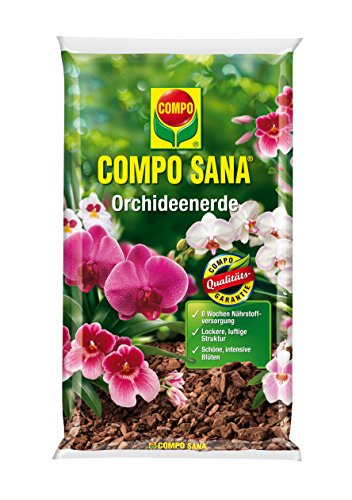 COMPO SANA Orchideenerde mit 8 Wochen Dünger für alle Orchideenarten, Kultursubstrat aus Pinienrinde, 10 Liter