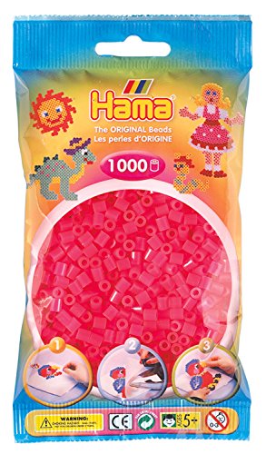Hama 207-32 - Bügelperlen im Beutel, ca. 1000 Stück, neon-fuchsia
