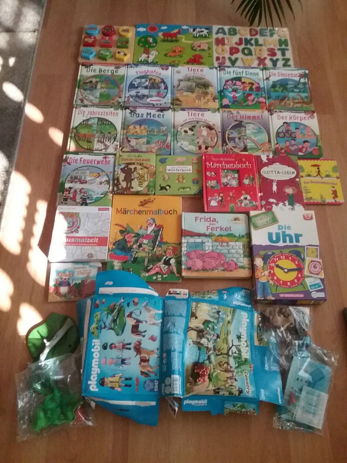 Bücherpaket Kinder + Holzpuzzle + Spiel + Playmobil Country 6467