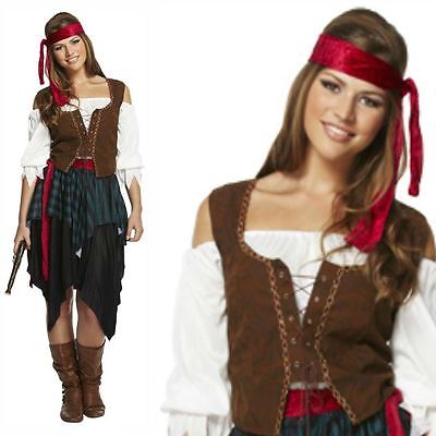 Adult Ladies Buccaneer Caribbean Pirate Lady Fancy Dress Costume Outfit Captain