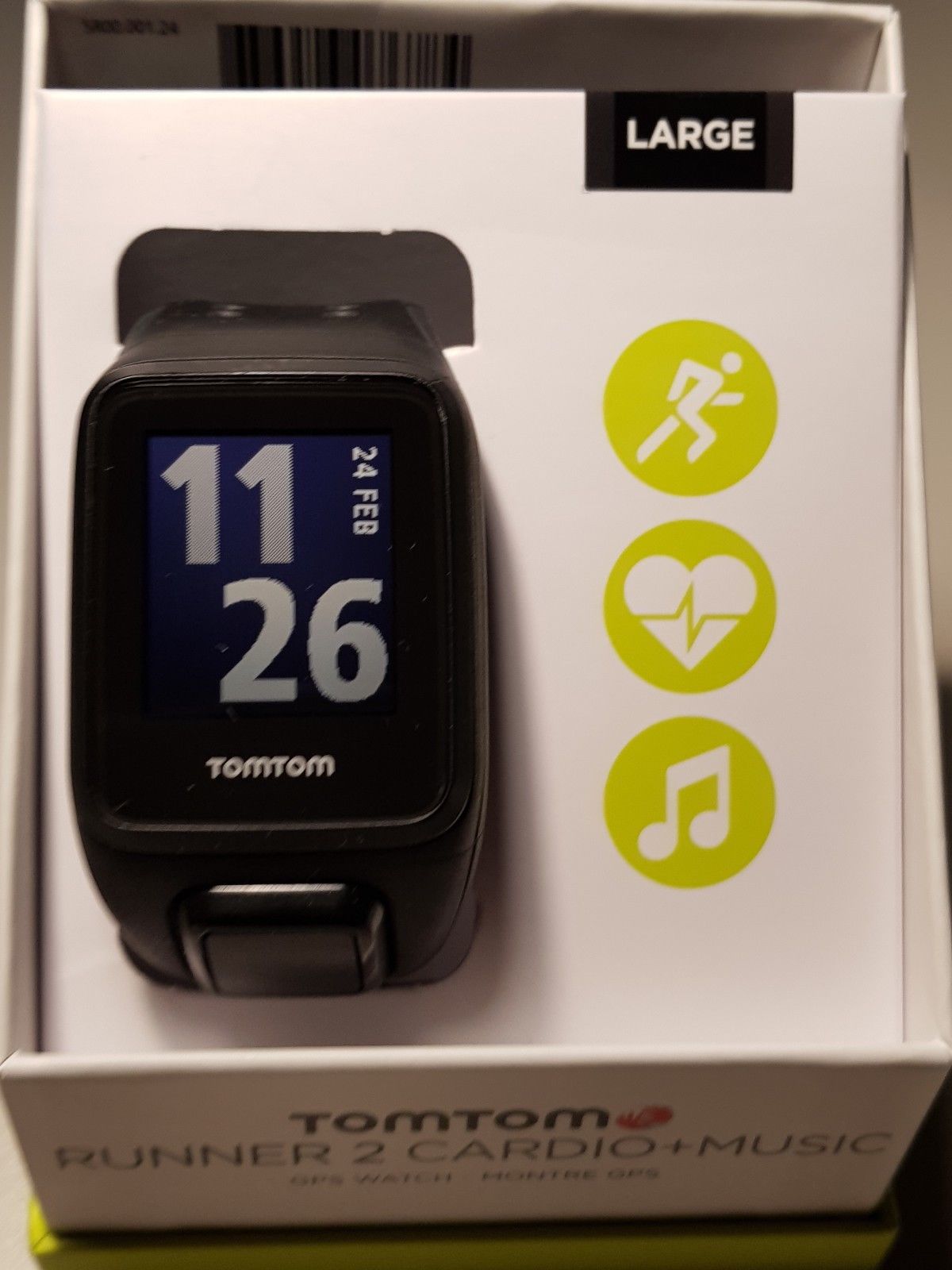 TomTom Runner 2 Cardio + Music schwarz, Größe L - neuwertig