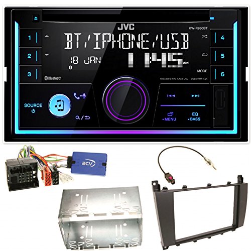JVC KW-R930BT Bluetooth USB MP3 Autoradio CD AOA2.0 iPhone iPod Doppel Din Einbauset für Mercedes C-Klasse W203 CLC CL203 S203