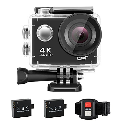 NEXGADGET 4K Action cam WiFi Ultra HD 16MP Action Kamera 170?Weitwinkel 2,0 Zoll LCD Wasserdicht Helmkamera Sport Kamera mit 2 Batterien Fernbedienung, Serie S2R