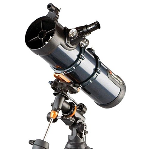 Celestron AstroMaster 130 EQ 130/650 Newton-Spiegelteleskop mit Nachführmotor und Stahlstativ