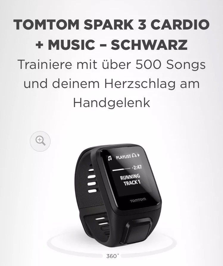 TomTom Spark 3 Cardio + Music Fitnesstracker Fitness Uhr Armband mit Pulsmesser