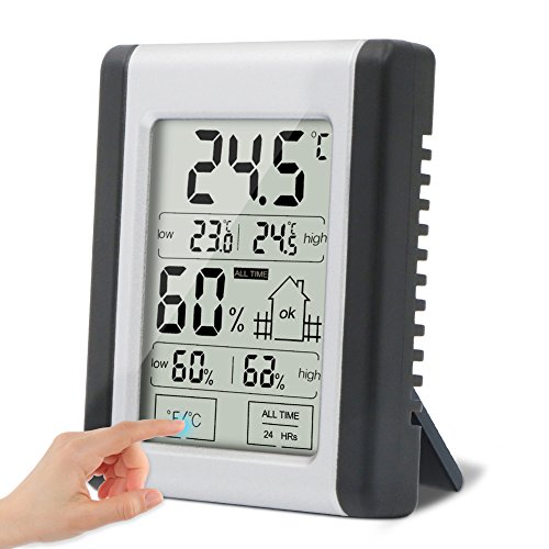 Digitales Thermo Hygrometer Thermometer,Solocil Innen Digital LCD Thermometer Hygrothermograph, Multifunktionaler Temperatur und mit MIN/MAX Records